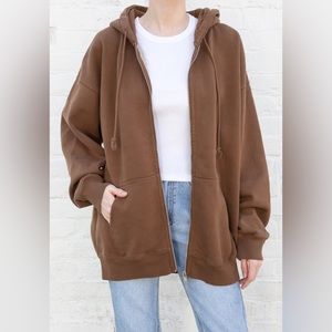 brown brandy melville oversized zipup hoodie